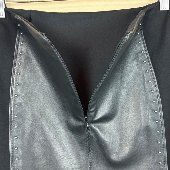 White House Black Market Black Genuine Leather Mini Pencil Skirt w/ Stud Accents - Picture 8 of 13